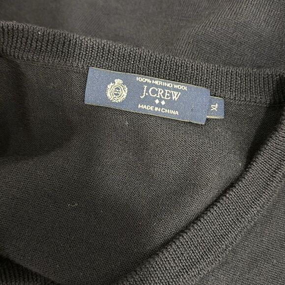 J. Crew Merino Wool Navy Blue Long Sleeve V-neck Pullover Sweater Size XL - Picture 6 of 11